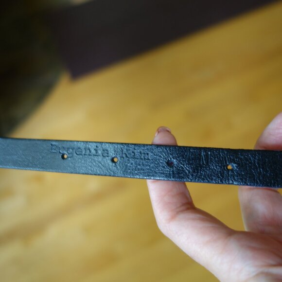 Eugenia Kim belt dark blue leather, gunmetal braided w silver buckle size M Y2K main image 13
